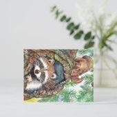 Racon in de boomgaard met eekhoorn briefkaart (Staand voorkant)