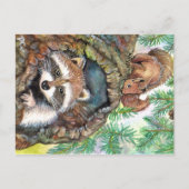 Racon in de boomgaard met eekhoorn briefkaart (Voorkant)