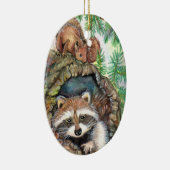 Racon in de boomgaard met eekhoorn keramisch ornament (Rechts)