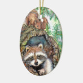 Racon in de boomgaard met eekhoorn keramisch ornament (Links)