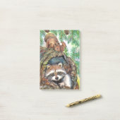 Racon in de boomgaard met eekhoorn post-it® notes (Op bureau)