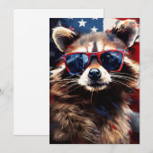 Racoon 4 juli Onafhankelijkheidsdag Feestdagenkaart (Voorkant / Achterkant)