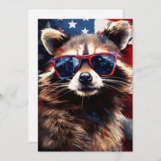 Racoon 4 juli Onafhankelijkheidsdag Feestdagenkaart (Voorkant / Achterkant)