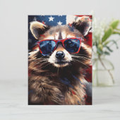 Racoon 4 juli Onafhankelijkheidsdag Feestdagenkaart (Staand voorkant)