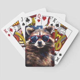 Racoon 4 juli Onafhankelijkheidsdag Pokerkaarten