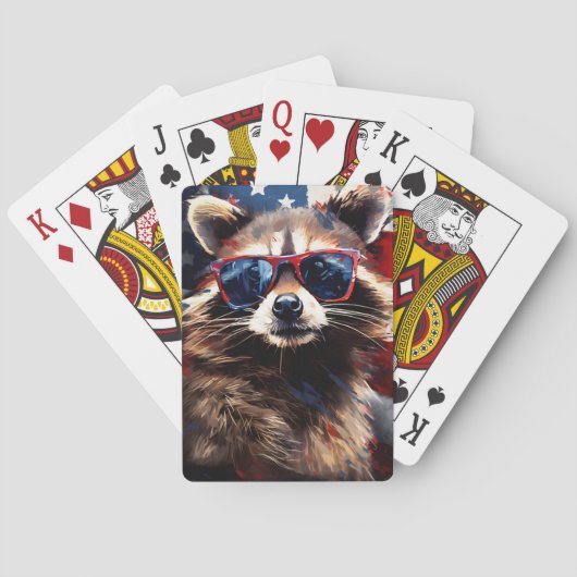 Racoon 4 juli Onafhankelijkheidsdag Pokerkaarten (Achterkant)