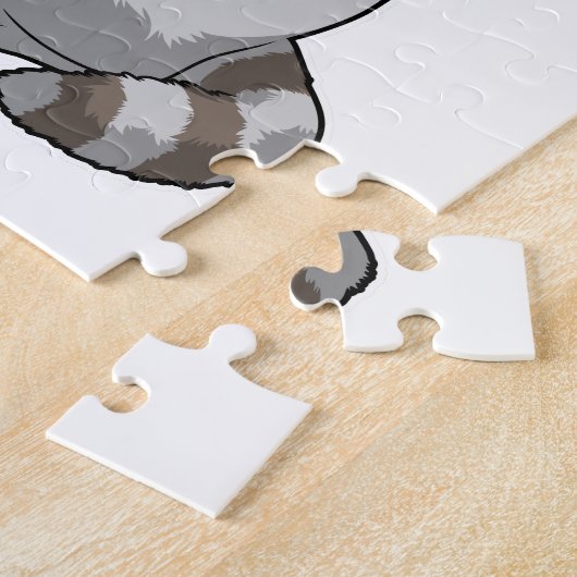 Racoon als ambachtsman met Frans Legpuzzel (Zijkant)