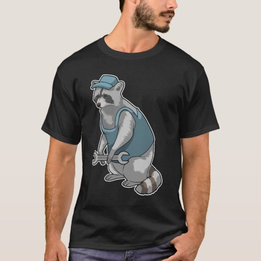 Racoon als ambachtsman met Frans T-shirt (Voorkant)