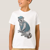 Racoon als ambachtsman met Frans T-shirt (Voorkant)