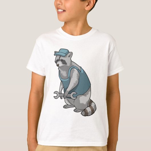 Racoon als ambachtsman met Frans T-shirt (Voorkant)
