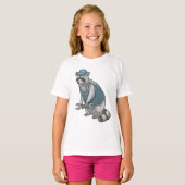 Racoon als ambachtsman met Frans T-shirt (Voorkant volledig)