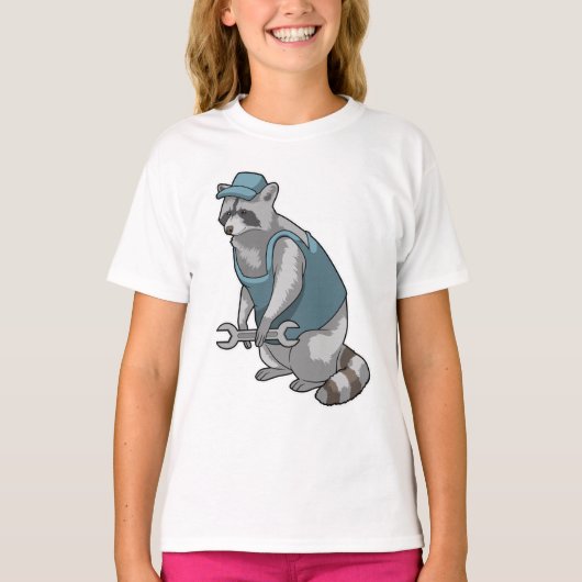 Racoon als ambachtsman met Frans T-shirt (Voorkant)
