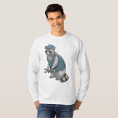 Racoon als ambachtsman met Frans T-shirt (Voorkant volledig)