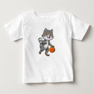 Racoon als Basketball-speler met Basketball