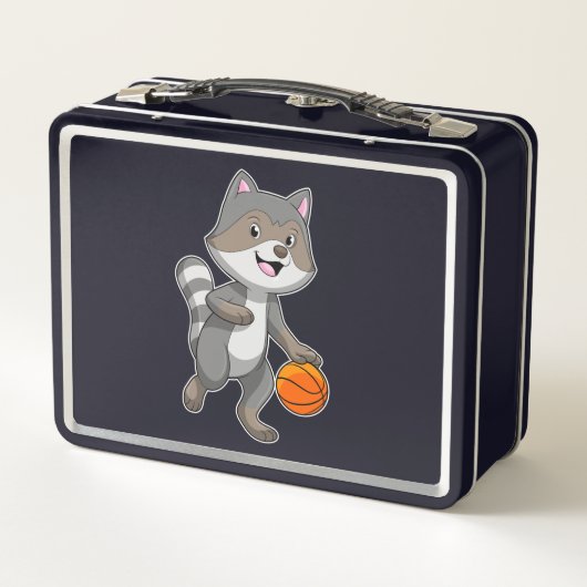 Racoon als Basketball-speler met Basketball (Achterkant)