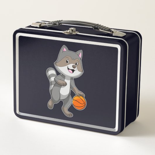 Racoon als Basketball-speler met Basketball (Voorkant)