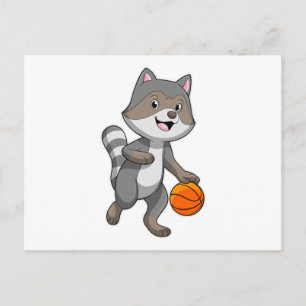 Racoon als Basketball-speler met Basketball Briefkaart