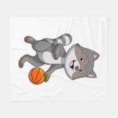 Racoon als Basketball-speler met Basketball Fleece Deken (Voorkant (Horizontaal))