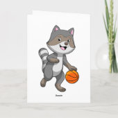 Racoon als Basketball-speler met Basketball Kaart (Achterkant)