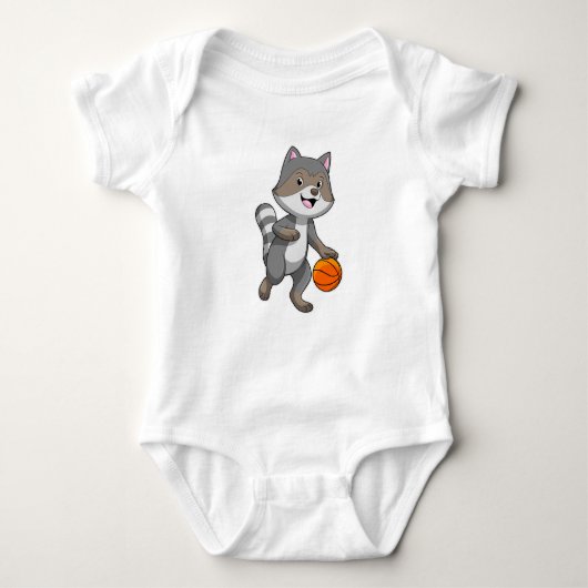 Racoon als Basketball-speler met Basketball Romper (Voorkant)