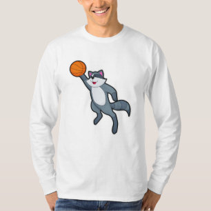 Racoon als Basketball-speler met Basketball T-shirt