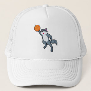 Racoon als Basketball-speler met Basketball Trucker Pet
