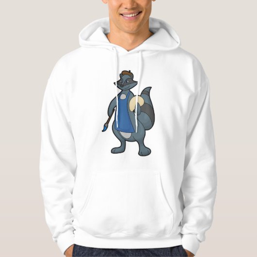 Racoon als schilder met penseel hoodie (Voorkant)