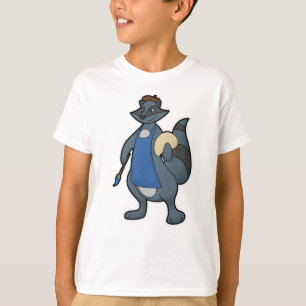 Racoon als schilder met penseel t-shirt