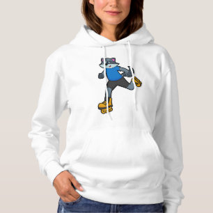 Racoon als Skater met gealigneerde schaatsen Hoodie