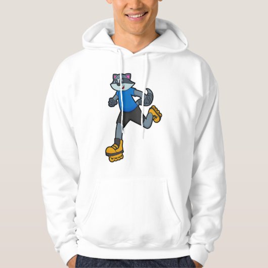Racoon als Skater met gealigneerde schaatsen Hoodie (Voorkant)