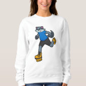 Racoon als Skater met gealigneerde schaatsen Trui (Voorkant)