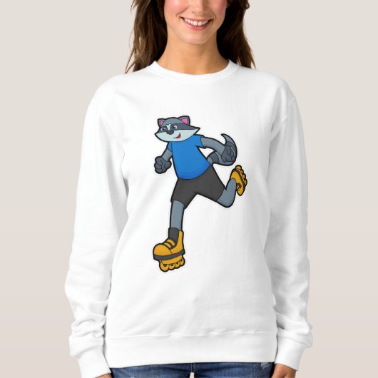 Racoon als Skater met gealigneerde schaatsen Trui (Voorkant)