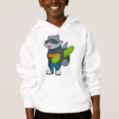 Racoon als Snowboarder met Snowboard (Voorkant)