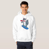 Racoon als Snowboarder met Snowboard en Scarf Hoodie (Voorkant volledig)