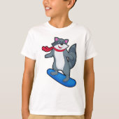 Racoon als Snowboarder met Snowboard en Scarf T-shirt (Voorkant)