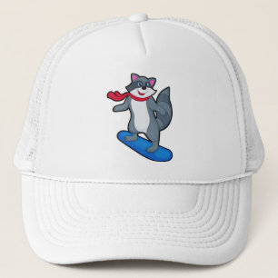 Racoon als Snowboarder met Snowboard en Scarf Trucker Pet