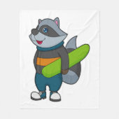 Racoon als Snowboarder met Snowboard Fleece Deken (Voorkant)