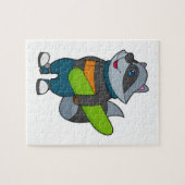 Racoon als Snowboarder met Snowboard Legpuzzel (Horizontaal)