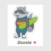 Racoon als Snowboarder met Snowboard Sticker (Vel)