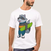 Racoon als Snowboarder met Snowboard T-shirt (Voorkant)