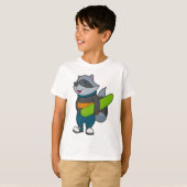 Racoon als Snowboarder met Snowboard T-shirt (Voorkant volledig)