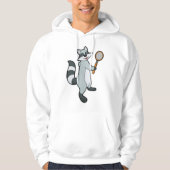 Racoon als Tennis-speler met Tennis-racket Hoodie (Voorkant)