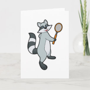 Racoon als Tennis-speler met Tennis-racket Kaart