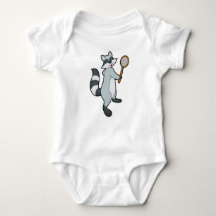 Racoon als Tennis-speler met Tennis-racket Romper