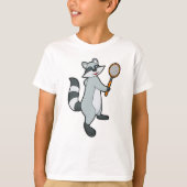 Racoon als Tennis-speler met Tennis-racket T-shirt (Voorkant)