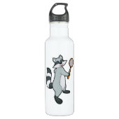 Racoon als Tennis-speler met Tennis-racket Waterfles (Voorkant)