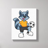 Racoon als voetbalspeler met Voetbal Canvas Afdruk (Voorkant)