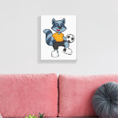 Racoon als voetbalspeler met Voetbal Canvas Afdruk (Insitu (Woonkamer))