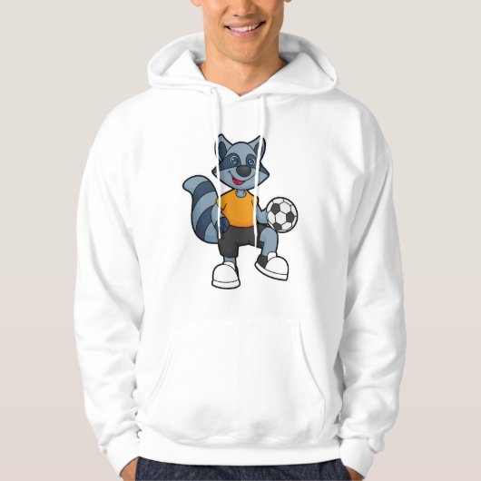 Racoon als voetbalspeler met Voetbal Hoodie (Voorkant)