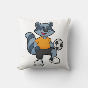 Racoon als voetbalspeler met Voetbal Kussen
